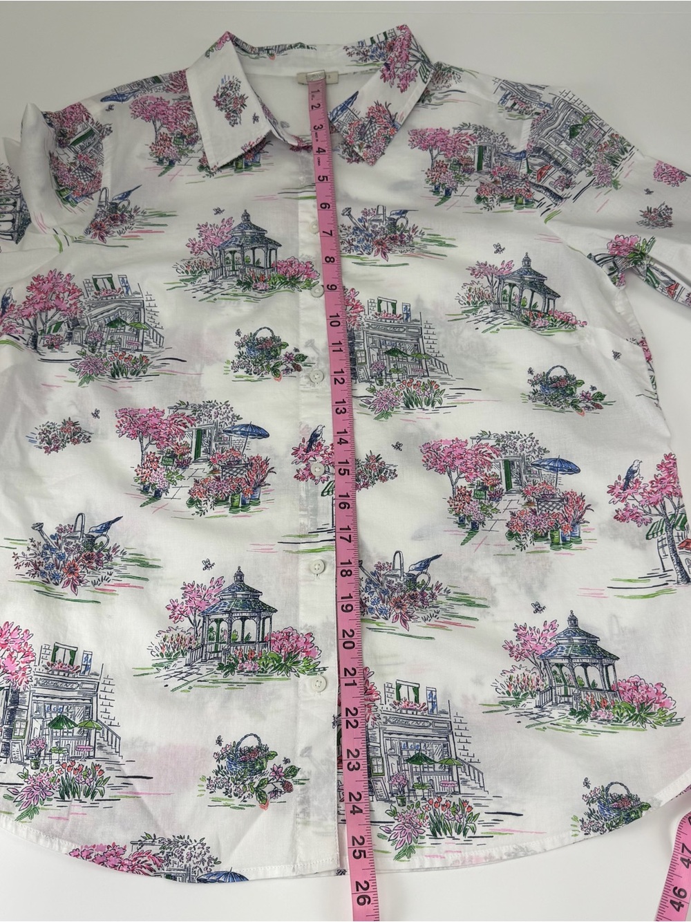 Talbots Shirt Womens PM Medium Petite Button Up Shirt Floral Flower Garden - Picture 8 of 8